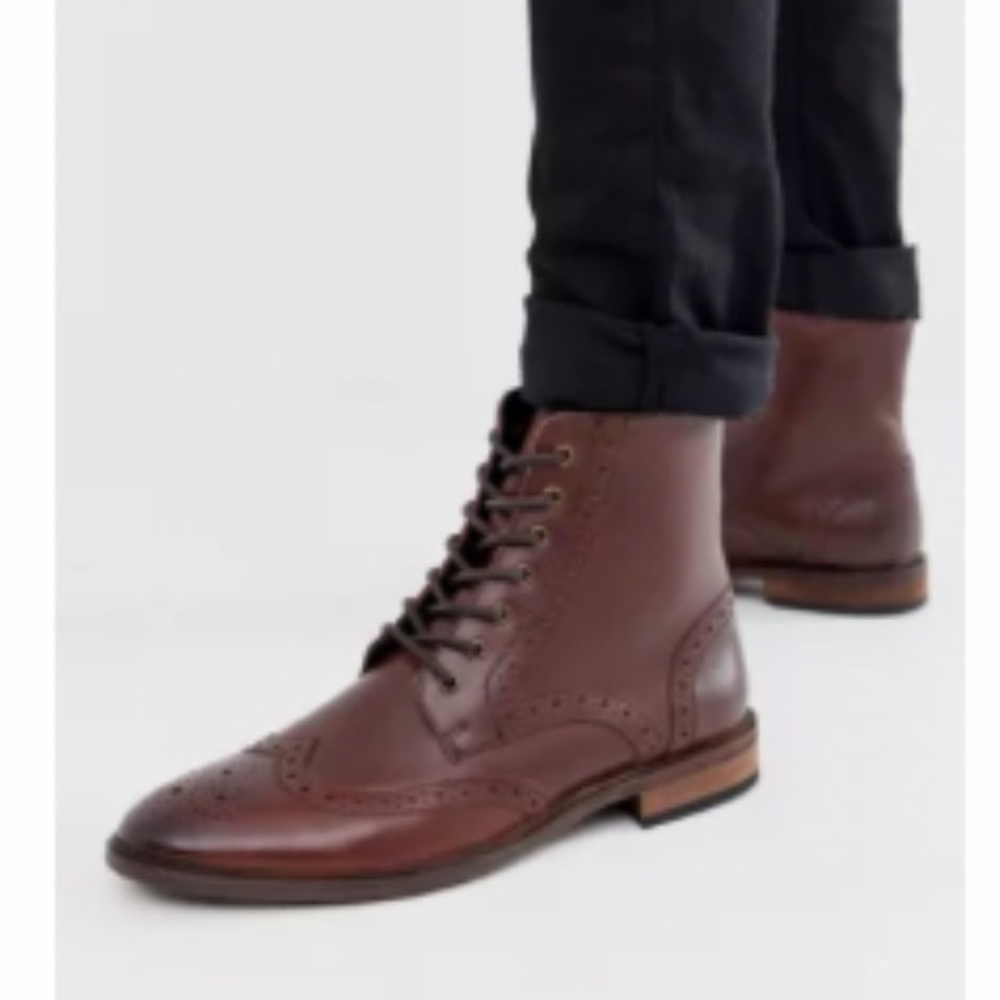 ASOS Design • men’s brogue boots in leather size US 12